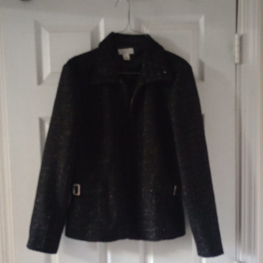 Christopher & Banks Black Shimmer Textured Blazer